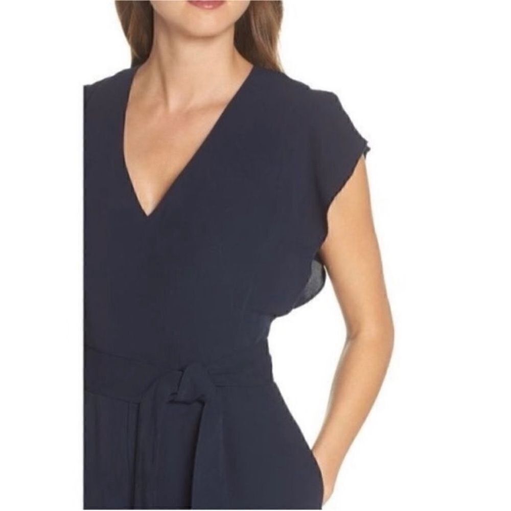 ELIZA J NWT Flutter Sleeve Crepe V Neck Wide Leg
Jumpsuit Navy Size 2 - Picture 3 of 12